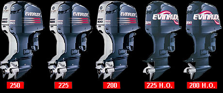 модельный ряд подвесных моторов Evinrude от 200 до 225 л.с.